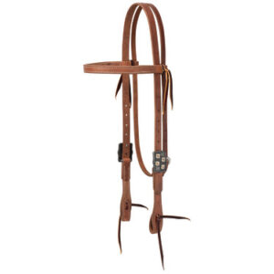 ProTack Headstall with Silver Flower Hardware (Straight Browband)